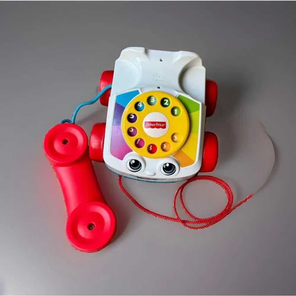 Fisher-Price Chatter Telephone Pull Toy Rotary Dial Rainbow 2010 Mattel